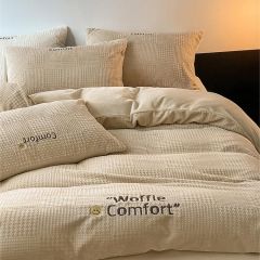 可爱笑脸牛奶绒床上四件套加厚保暖双面绒被套秋冬