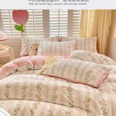 2023冬季牛奶绒四件套珊瑚绒法兰绒面加绒被套床单床笠床上三件套